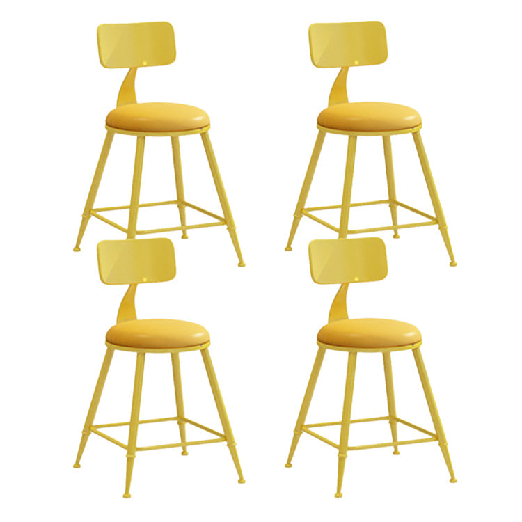 Contemporary Style Low Back Bar-stool Round Counter Bar Stool with Metal Legs Yellow 4 Piece Set Short Stool(18"H) Clearhalo 'Bar Furniture' 'Bar Stools' 'bar_stools' 'furn' 'furn_bar_stools' 'Furniture' 'furniture_bar_stools' 'Kitchen & Dining Furniture' 4759042