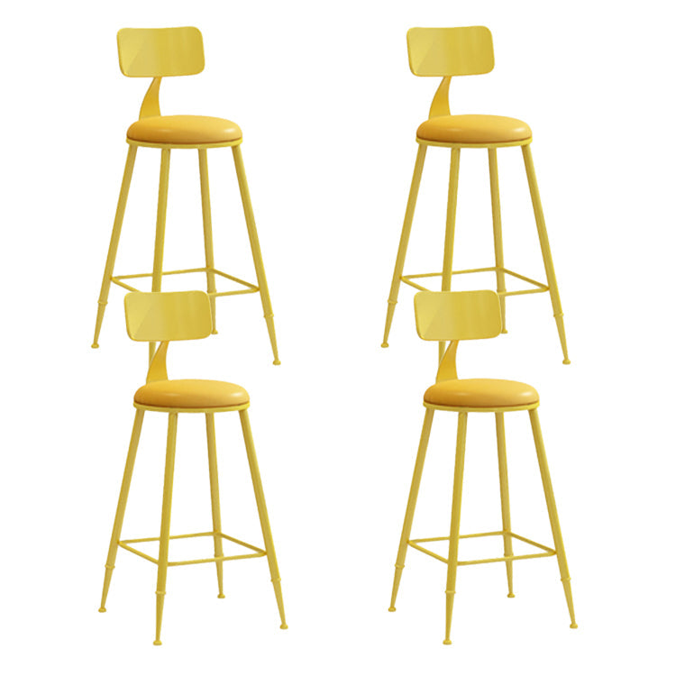 Contemporary Style Low Back Bar-stool Round Counter Bar Stool with Metal Legs Yellow 4 Piece Set Counter Stool(26"H) Clearhalo 'Bar Furniture' 'Bar Stools' 'bar_stools' 'furn' 'furn_bar_stools' 'Furniture' 'furniture_bar_stools' 'Kitchen & Dining Furniture' 4759043