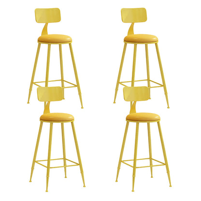 Contemporary Style Low Back Bar-stool Round Counter Bar Stool with Metal Legs Yellow 4 Piece Set Counter Stool(26"H) Clearhalo 'Bar Furniture' 'Bar Stools' 'bar_stools' 'furn' 'furn_bar_stools' 'Furniture' 'furniture_bar_stools' 'Kitchen & Dining Furniture' 4759043