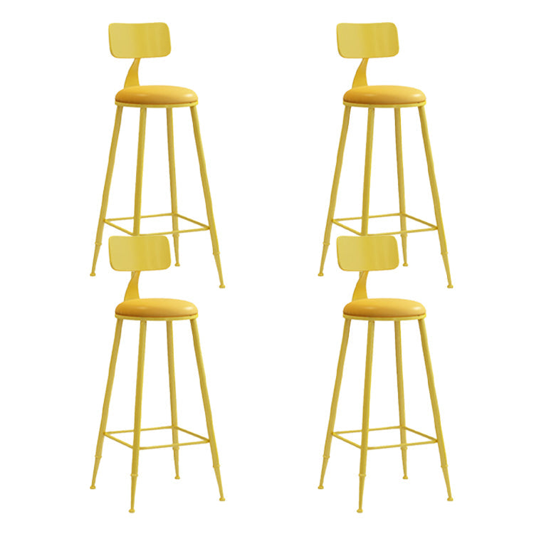 Contemporary Style Low Back Bar-stool Round Counter Bar Stool with Metal Legs Yellow 4 Piece Set Bar Stool(30"H) Clearhalo 'Bar Furniture' 'Bar Stools' 'bar_stools' 'furn' 'furn_bar_stools' 'Furniture' 'furniture_bar_stools' 'Kitchen & Dining Furniture' 4759045
