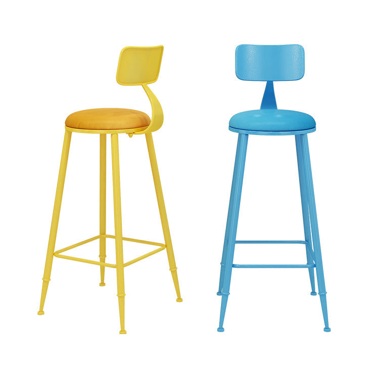 Contemporary Style Low Back Bar-stool Round Counter Bar Stool with Metal Legs Clearhalo 'Bar Furniture' 'Bar Stools' 'bar_stools' 'furn' 'furn_bar_stools' 'Furniture' 'furniture_bar_stools' 'Kitchen & Dining Furniture' 4759047
