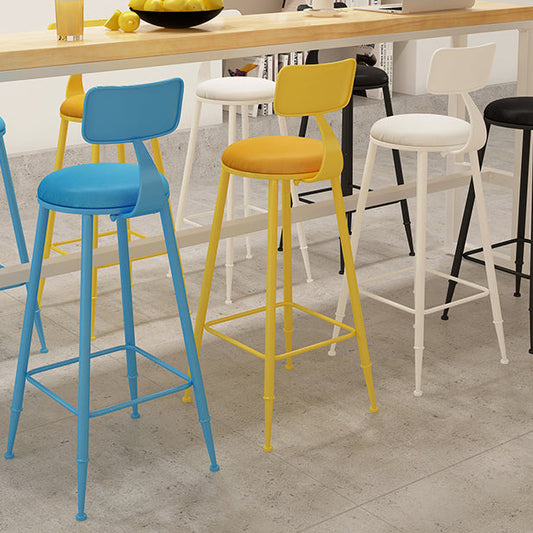 Contemporary Style Low Back Bar-stool Round Counter Bar Stool with Metal Legs Clearhalo 'Bar Furniture' 'Bar Stools' 'bar_stools' 'furn' 'furn_bar_stools' 'Furniture' 'furniture_bar_stools' 'Kitchen & Dining Furniture' 4759050