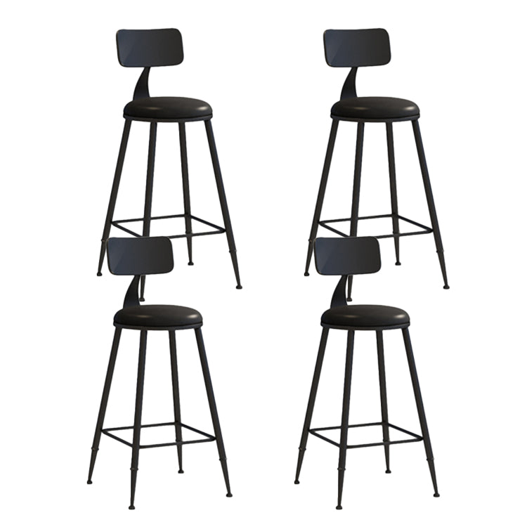 Contemporary Style Low Back Bar-stool Round Counter Bar Stool with Metal Legs Black 4 Piece Set Counter Stool(26"H) Clearhalo 'Bar Furniture' 'Bar Stools' 'bar_stools' 'furn' 'furn_bar_stools' 'Furniture' 'furniture_bar_stools' 'Kitchen & Dining Furniture' 4759051