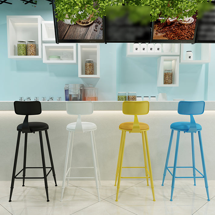 Contemporary Style Low Back Bar-stool Round Counter Bar Stool with Metal Legs Clearhalo 'Bar Furniture' 'Bar Stools' 'bar_stools' 'furn' 'furn_bar_stools' 'Furniture' 'furniture_bar_stools' 'Kitchen & Dining Furniture' 4759053