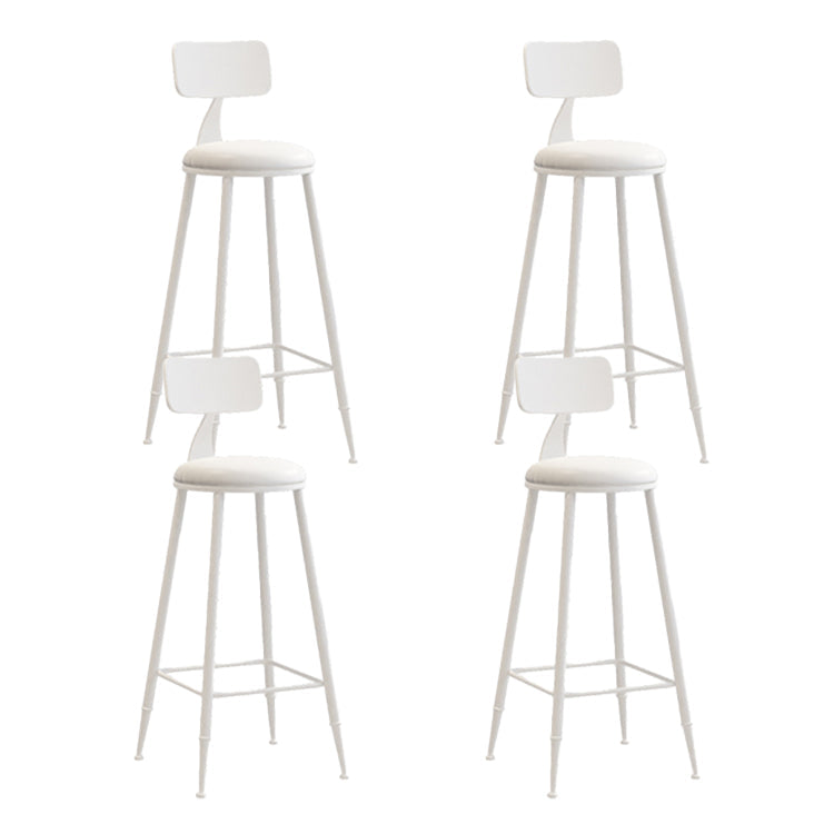 Contemporary Style Low Back Bar-stool Round Counter Bar Stool with Metal Legs White 4 Piece Set Bar Stool(30"H) Clearhalo 'Bar Furniture' 'Bar Stools' 'bar_stools' 'furn' 'furn_bar_stools' 'Furniture' 'furniture_bar_stools' 'Kitchen & Dining Furniture' 4759060