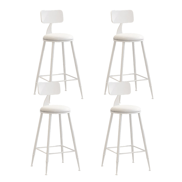 Contemporary Style Low Back Bar-stool Round Counter Bar Stool with Metal Legs White 4 Piece Set Counter Stool(26"H) Clearhalo 'Bar Furniture' 'Bar Stools' 'bar_stools' 'furn' 'furn_bar_stools' 'Furniture' 'furniture_bar_stools' 'Kitchen & Dining Furniture' 4759061