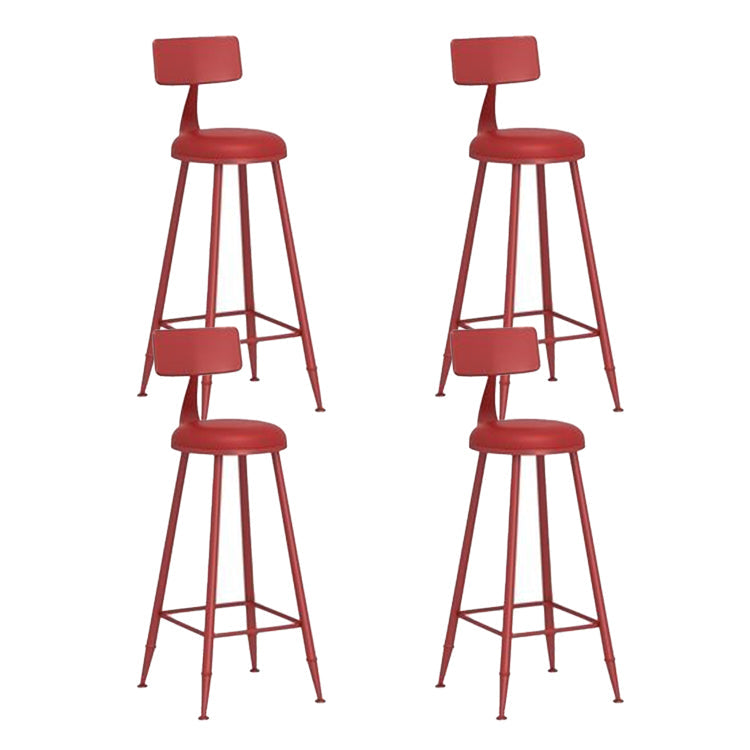 Contemporary Style Low Back Bar-stool Round Counter Bar Stool with Metal Legs Red 4 Piece Set Bar Stool(30"H) Clearhalo 'Bar Furniture' 'Bar Stools' 'bar_stools' 'furn' 'furn_bar_stools' 'Furniture' 'furniture_bar_stools' 'Kitchen & Dining Furniture' 4759062