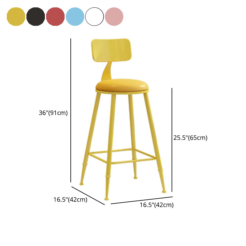 Contemporary Style Low Back Bar-stool Round Counter Bar Stool with Metal Legs Clearhalo 'Bar Furniture' 'Bar Stools' 'bar_stools' 'furn' 'furn_bar_stools' 'Furniture' 'furniture_bar_stools' 'Kitchen & Dining Furniture' 4759064