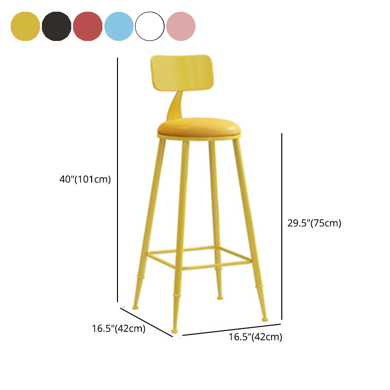 Contemporary Style Low Back Bar-stool Round Counter Bar Stool with Metal Legs Clearhalo 'Bar Furniture' 'Bar Stools' 'bar_stools' 'furn' 'furn_bar_stools' 'Furniture' 'furniture_bar_stools' 'Kitchen & Dining Furniture' 4759065