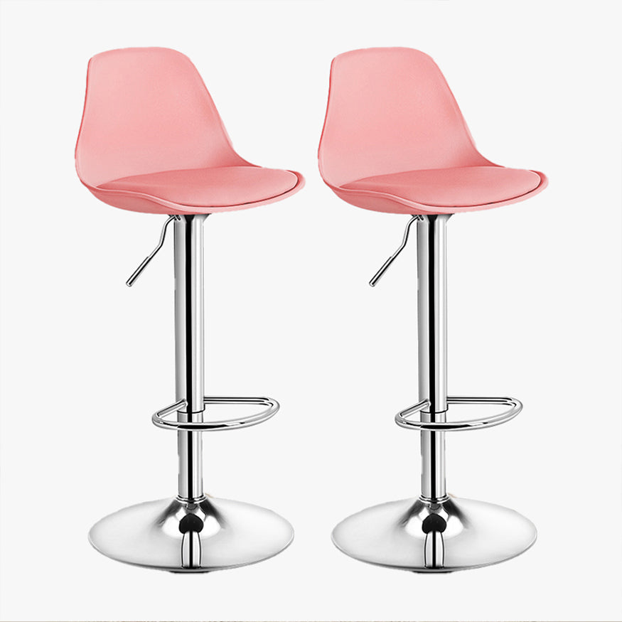 Contemporary Style Liftable Bar Stool Bucket Counter Bar Stool with Metal Legs Pink Silver 2 Piece Set Clearhalo 'Bar Furniture' 'Bar Stools' 'bar_stools' 'furn' 'furn_bar_stools' 'Furniture' 'furniture_bar_stools' 'Kitchen & Dining Furniture' 4759067