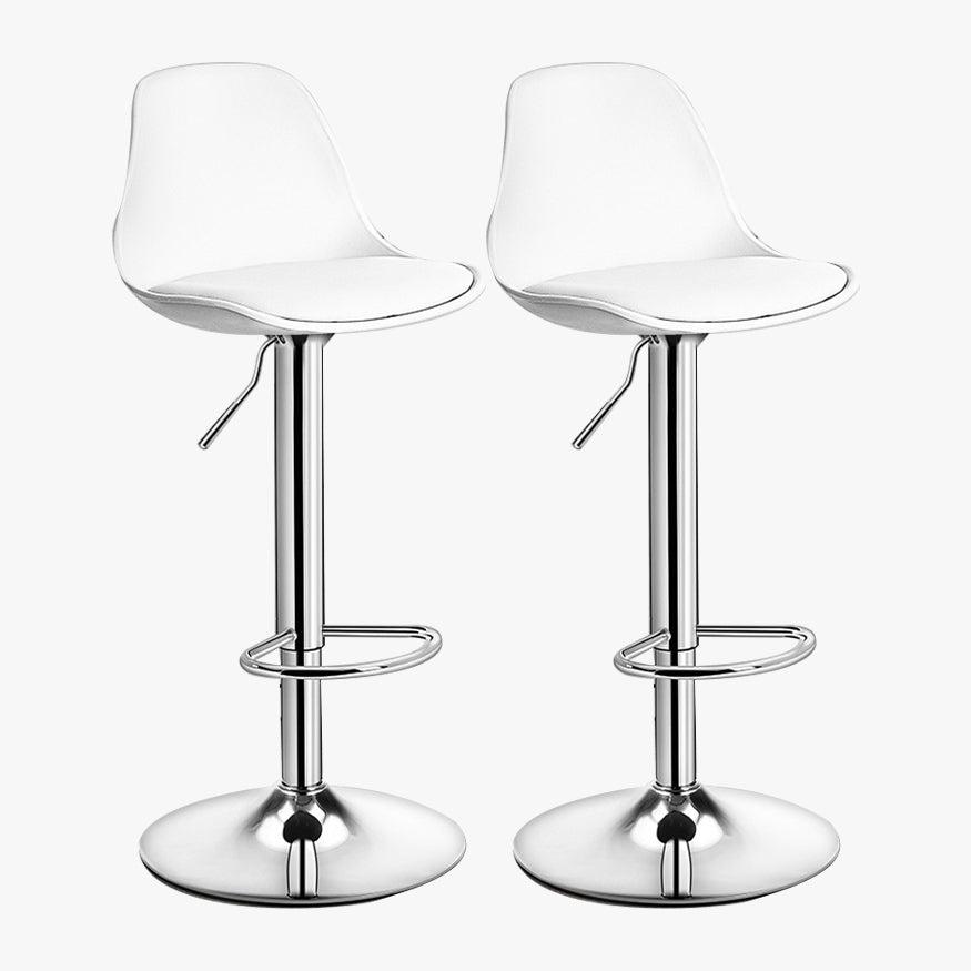 Contemporary Style Liftable Bar Stool Bucket Counter Bar Stool with Metal Legs White Silver 2 Piece Set Clearhalo 'Bar Furniture' 'Bar Stools' 'bar_stools' 'furn' 'furn_bar_stools' 'Furniture' 'furniture_bar_stools' 'Kitchen & Dining Furniture' 4759070