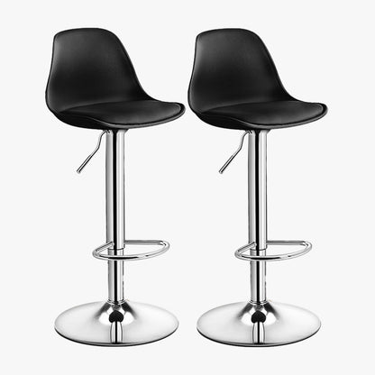 Contemporary Style Liftable Bar Stool Bucket Counter Bar Stool with Metal Legs Black Silver 2 Piece Set Clearhalo 'Bar Furniture' 'Bar Stools' 'bar_stools' 'furn' 'furn_bar_stools' 'Furniture' 'furniture_bar_stools' 'Kitchen & Dining Furniture' 4759074