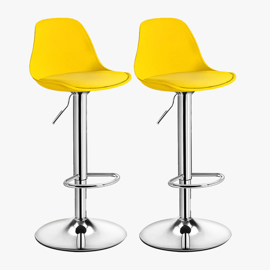 Contemporary Style Liftable Bar Stool Bucket Counter Bar Stool with Metal Legs Yellow Silver 2 Piece Set Clearhalo 'Bar Furniture' 'Bar Stools' 'bar_stools' 'furn' 'furn_bar_stools' 'Furniture' 'furniture_bar_stools' 'Kitchen & Dining Furniture' 4759079