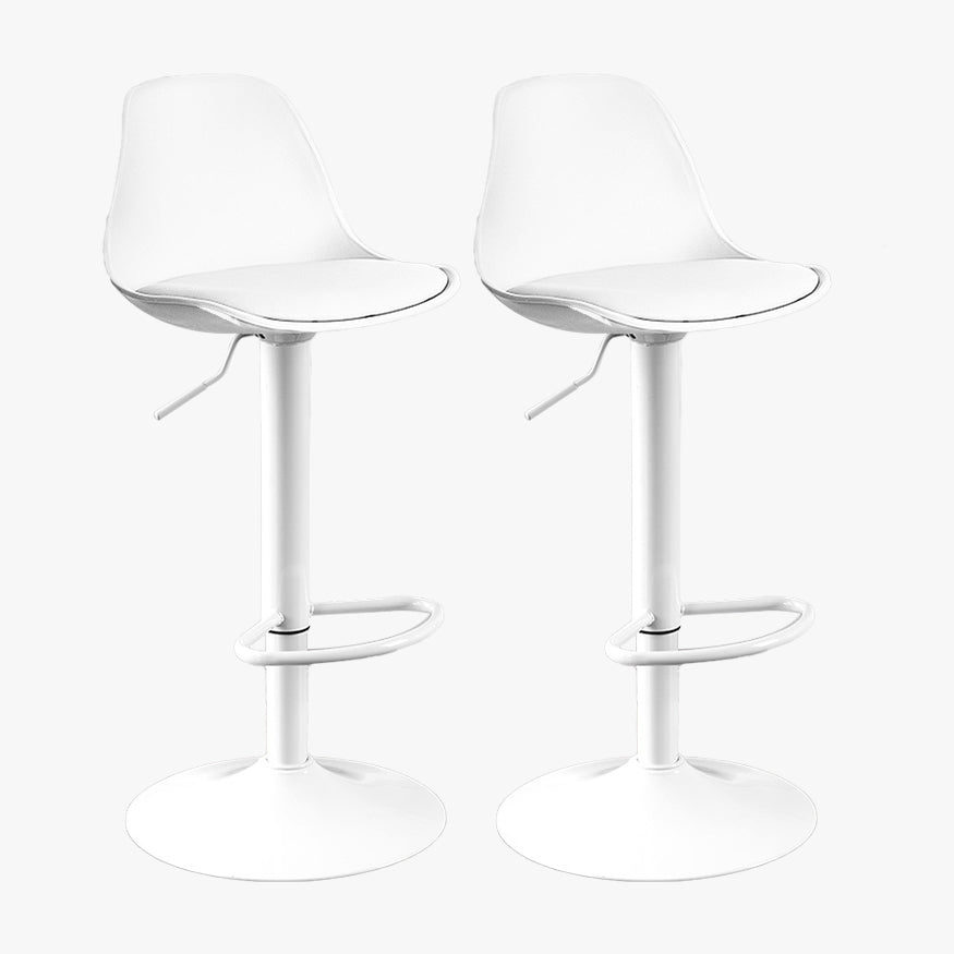 Contemporary Style Liftable Bar Stool Bucket Counter Bar Stool with Metal Legs White White 2 Piece Set Clearhalo 'Bar Furniture' 'Bar Stools' 'bar_stools' 'furn' 'furn_bar_stools' 'Furniture' 'furniture_bar_stools' 'Kitchen & Dining Furniture' 4759086