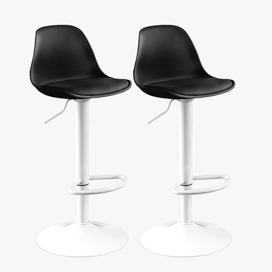 Contemporary Style Liftable Bar Stool Bucket Counter Bar Stool with Metal Legs Black White 2 Piece Set Clearhalo 'Bar Furniture' 'Bar Stools' 'bar_stools' 'furn' 'furn_bar_stools' 'Furniture' 'furniture_bar_stools' 'Kitchen & Dining Furniture' 4759089