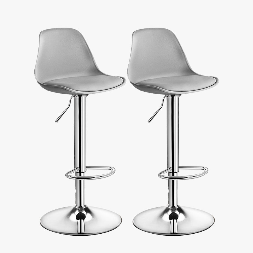 Contemporary Style Liftable Bar Stool Bucket Counter Bar Stool with Metal Legs Grey Silver 2 Piece Set Clearhalo 'Bar Furniture' 'Bar Stools' 'bar_stools' 'furn' 'furn_bar_stools' 'Furniture' 'furniture_bar_stools' 'Kitchen & Dining Furniture' 4759092