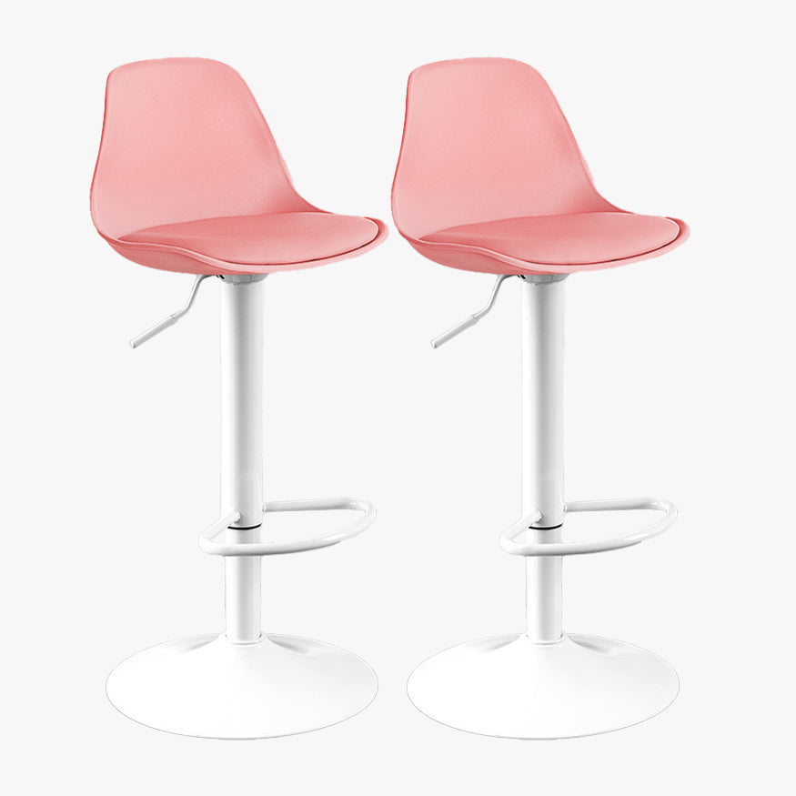 Contemporary Style Liftable Bar Stool Bucket Counter Bar Stool with Metal Legs Pink White 2 Piece Set Clearhalo 'Bar Furniture' 'Bar Stools' 'bar_stools' 'furn' 'furn_bar_stools' 'Furniture' 'furniture_bar_stools' 'Kitchen & Dining Furniture' 4759094