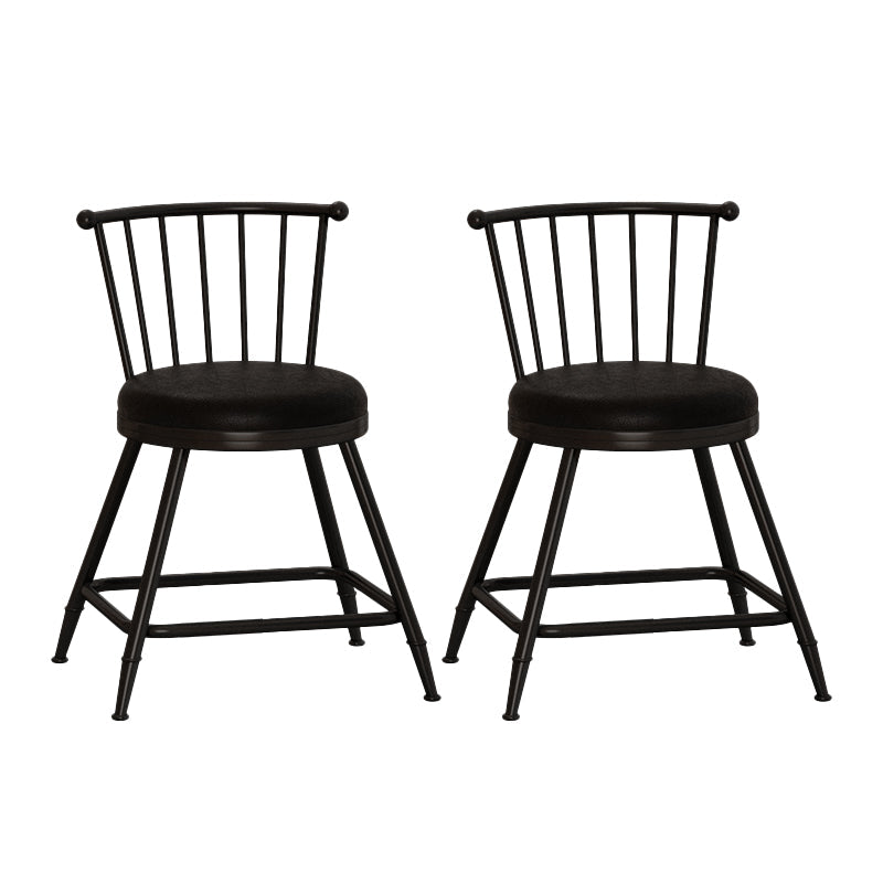 Leather Matte Finish Bristol Stool Low Back Footrest Barstool Black 2 Piece Set Short Stool(18"H) Clearhalo 'Bar Furniture' 'Bar Stools' 'bar_stools' 'furn' 'furn_bar_stools' 'Furniture' 'furniture_bar_stools' 'Kitchen & Dining Furniture' 4759137