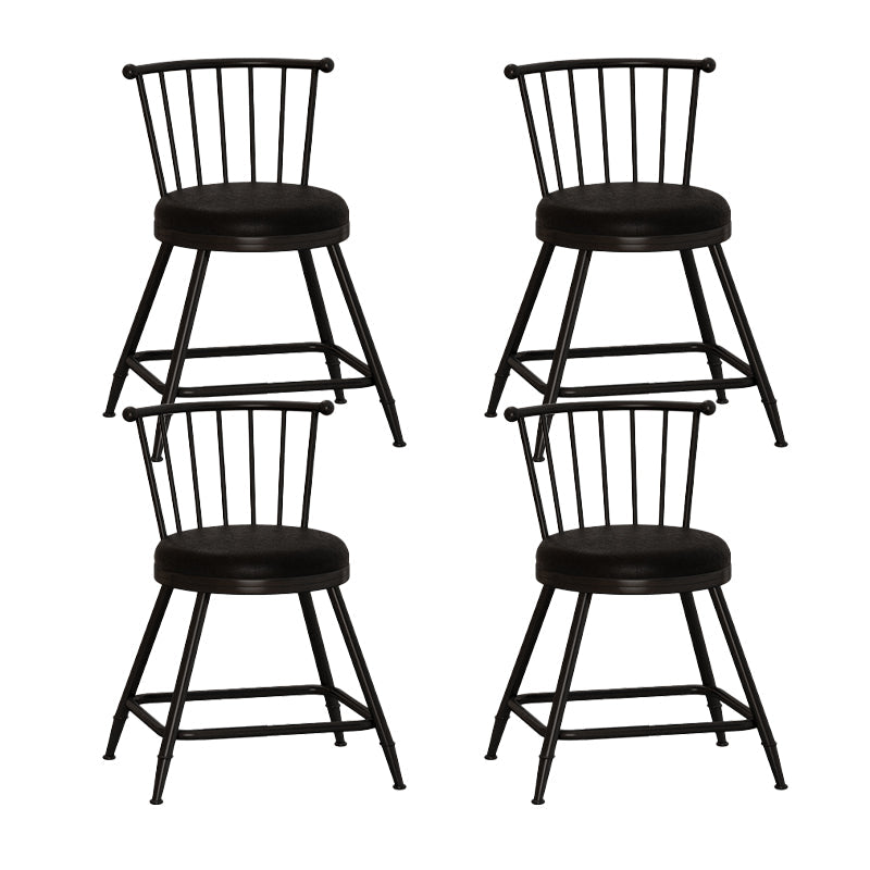 Leather Matte Finish Bristol Stool Low Back Footrest Barstool Black 4 Piece Set Short Stool(18"H) Clearhalo 'Bar Furniture' 'Bar Stools' 'bar_stools' 'furn' 'furn_bar_stools' 'Furniture' 'furniture_bar_stools' 'Kitchen & Dining Furniture' 4759139