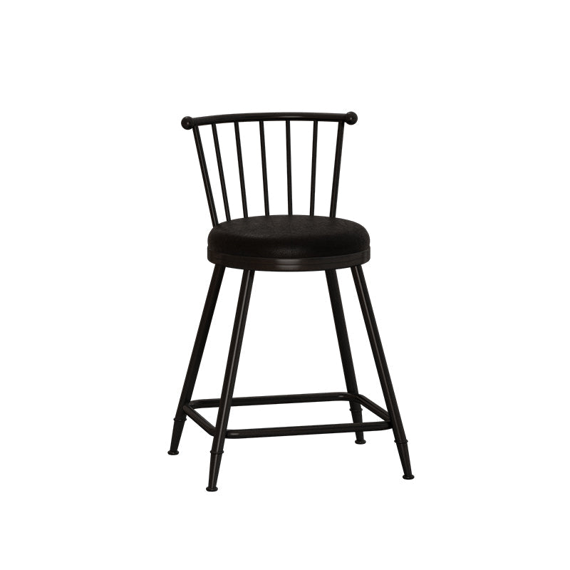 Leather Matte Finish Bristol Stool Low Back Footrest Barstool Black 1 Piece Short Stool(22"H) Clearhalo 'Bar Furniture' 'Bar Stools' 'bar_stools' 'furn' 'furn_bar_stools' 'Furniture' 'furniture_bar_stools' 'Kitchen & Dining Furniture' 4759141