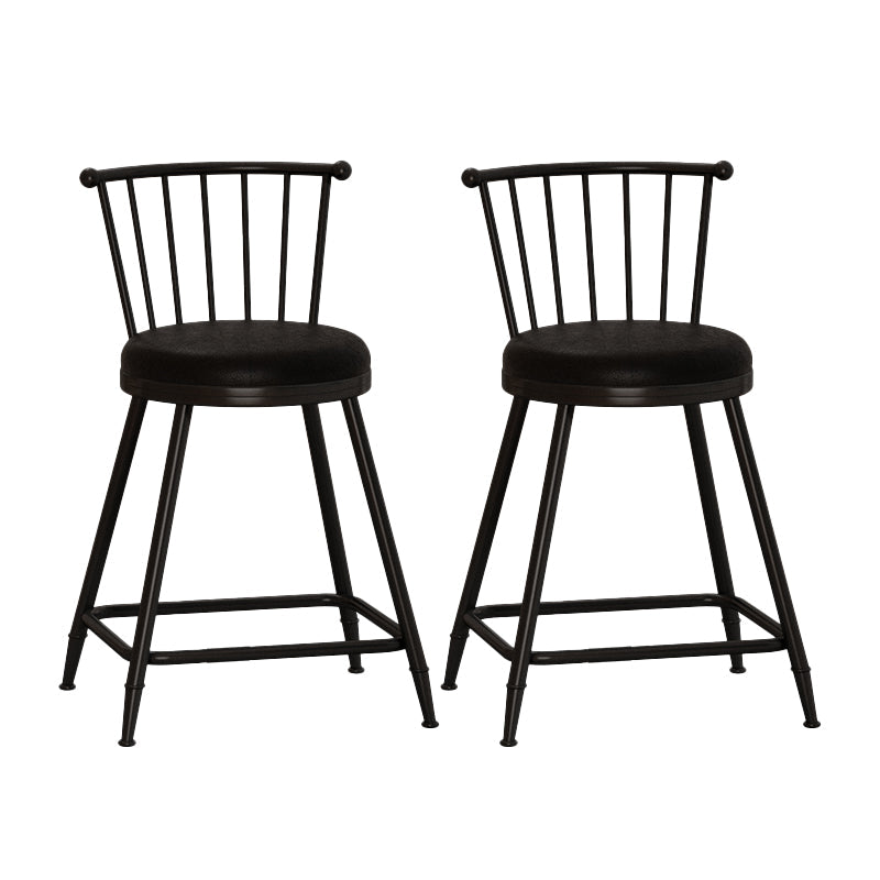 Leather Matte Finish Bristol Stool Low Back Footrest Barstool Black 2 Piece Set Short Stool(22"H) Clearhalo 'Bar Furniture' 'Bar Stools' 'bar_stools' 'furn' 'furn_bar_stools' 'Furniture' 'furniture_bar_stools' 'Kitchen & Dining Furniture' 4759142