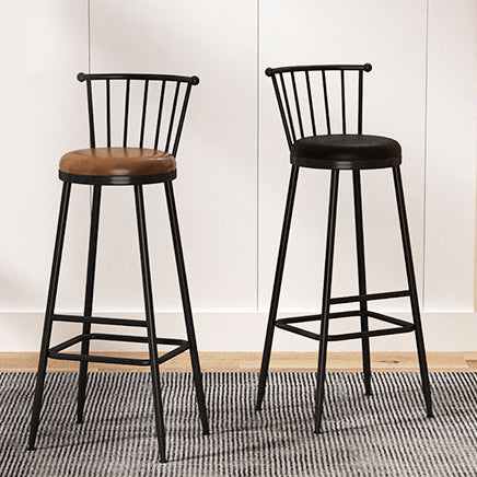 Leather Matte Finish Bristol Stool Low Back Footrest Barstool Clearhalo 'Bar Furniture' 'Bar Stools' 'bar_stools' 'furn' 'furn_bar_stools' 'Furniture' 'furniture_bar_stools' 'Kitchen & Dining Furniture' 4759162