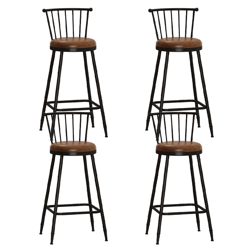 Leather Matte Finish Bristol Stool Low Back Footrest Barstool Coffee 4 Piece Set Bar Stool(30"H) Clearhalo 'Bar Furniture' 'Bar Stools' 'bar_stools' 'furn' 'furn_bar_stools' 'Furniture' 'furniture_bar_stools' 'Kitchen & Dining Furniture' 4759175