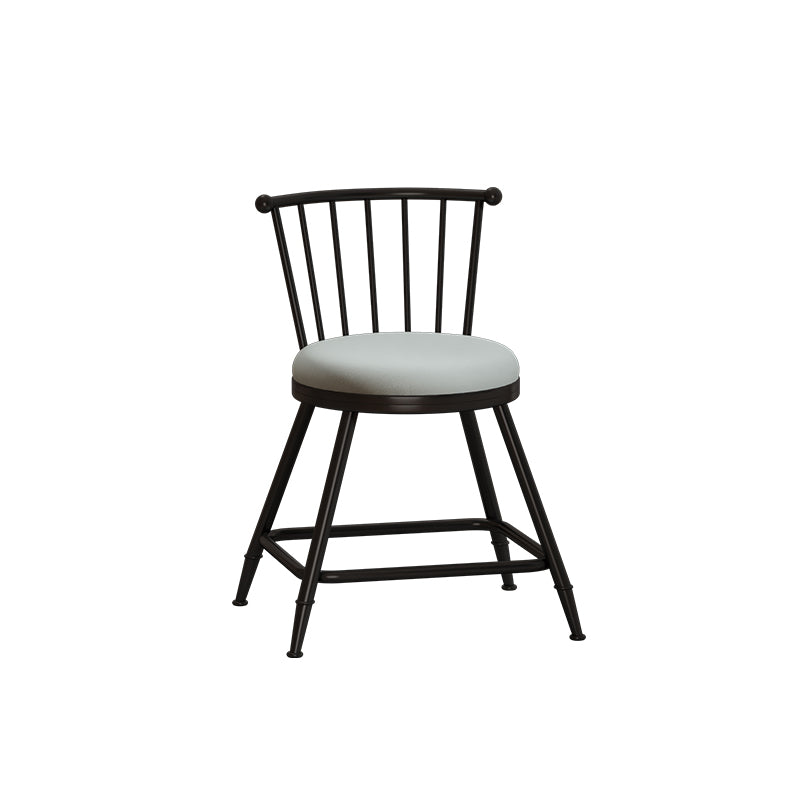 Leather Matte Finish Bristol Stool Low Back Footrest Barstool Grey 1 Piece Short Stool(18"H) Clearhalo 'Bar Furniture' 'Bar Stools' 'bar_stools' 'furn' 'furn_bar_stools' 'Furniture' 'furniture_bar_stools' 'Kitchen & Dining Furniture' 4759179