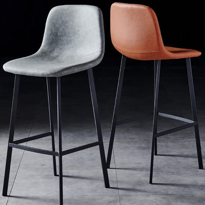 Industrial Style Low Back Bar-stool PU Leather Bar Stool with Metal Legs Clearhalo 'Bar Furniture' 'Bar Stools' 'bar_stools' 'furn' 'furn_bar_stools' 'Furniture' 'furniture_bar_stools' 'Kitchen & Dining Furniture' 4759214