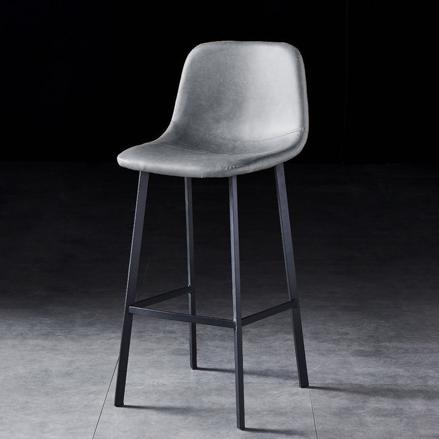 Industrial Style Low Back Bar-stool PU Leather Bar Stool with Metal Legs Grey 1 Piece Bar Stool (28" H) Clearhalo 'Bar Furniture' 'Bar Stools' 'bar_stools' 'furn' 'furn_bar_stools' 'Furniture' 'furniture_bar_stools' 'Kitchen & Dining Furniture' 4759215