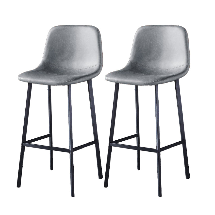 Industrial Style Low Back Bar-stool PU Leather Bar Stool with Metal Legs Grey 2 Piece Set Bar Stool (28" H) Clearhalo 'Bar Furniture' 'Bar Stools' 'bar_stools' 'furn' 'furn_bar_stools' 'Furniture' 'furniture_bar_stools' 'Kitchen & Dining Furniture' 4759216