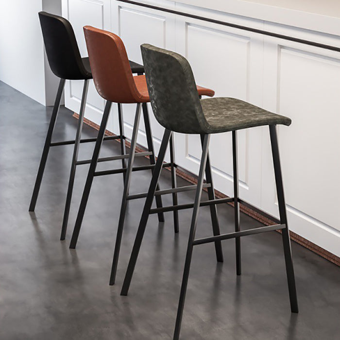 Industrial Style Low Back Bar-stool PU Leather Bar Stool with Metal Legs Clearhalo 'Bar Furniture' 'Bar Stools' 'bar_stools' 'furn' 'furn_bar_stools' 'Furniture' 'furniture_bar_stools' 'Kitchen & Dining Furniture' 4759217