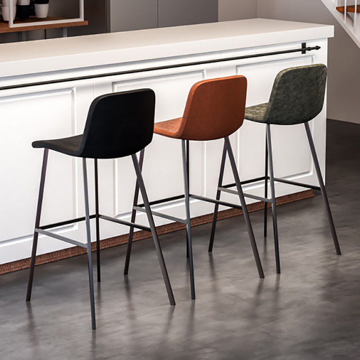 Industrial Style Low Back Bar-stool PU Leather Bar Stool with Metal Legs Clearhalo 'Bar Furniture' 'Bar Stools' 'bar_stools' 'furn' 'furn_bar_stools' 'Furniture' 'furniture_bar_stools' 'Kitchen & Dining Furniture' 4759218