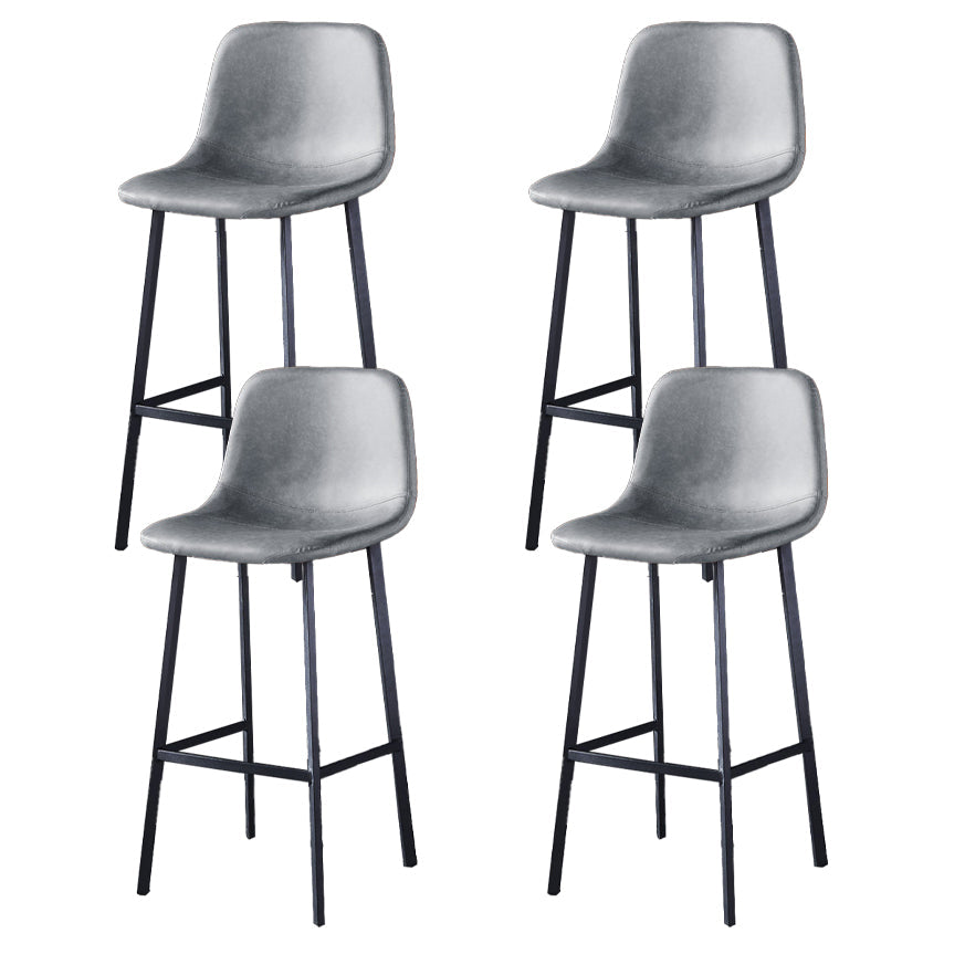 Industrial Style Low Back Bar-stool PU Leather Bar Stool with Metal Legs Grey 4 Piece Set Bar Stool (28" H) Clearhalo 'Bar Furniture' 'Bar Stools' 'bar_stools' 'furn' 'furn_bar_stools' 'Furniture' 'furniture_bar_stools' 'Kitchen & Dining Furniture' 4759219