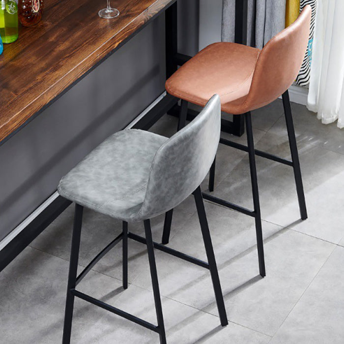 Industrial Style Low Back Bar-stool PU Leather Bar Stool with Metal Legs Clearhalo 'Bar Furniture' 'Bar Stools' 'bar_stools' 'furn' 'furn_bar_stools' 'Furniture' 'furniture_bar_stools' 'Kitchen & Dining Furniture' 4759220