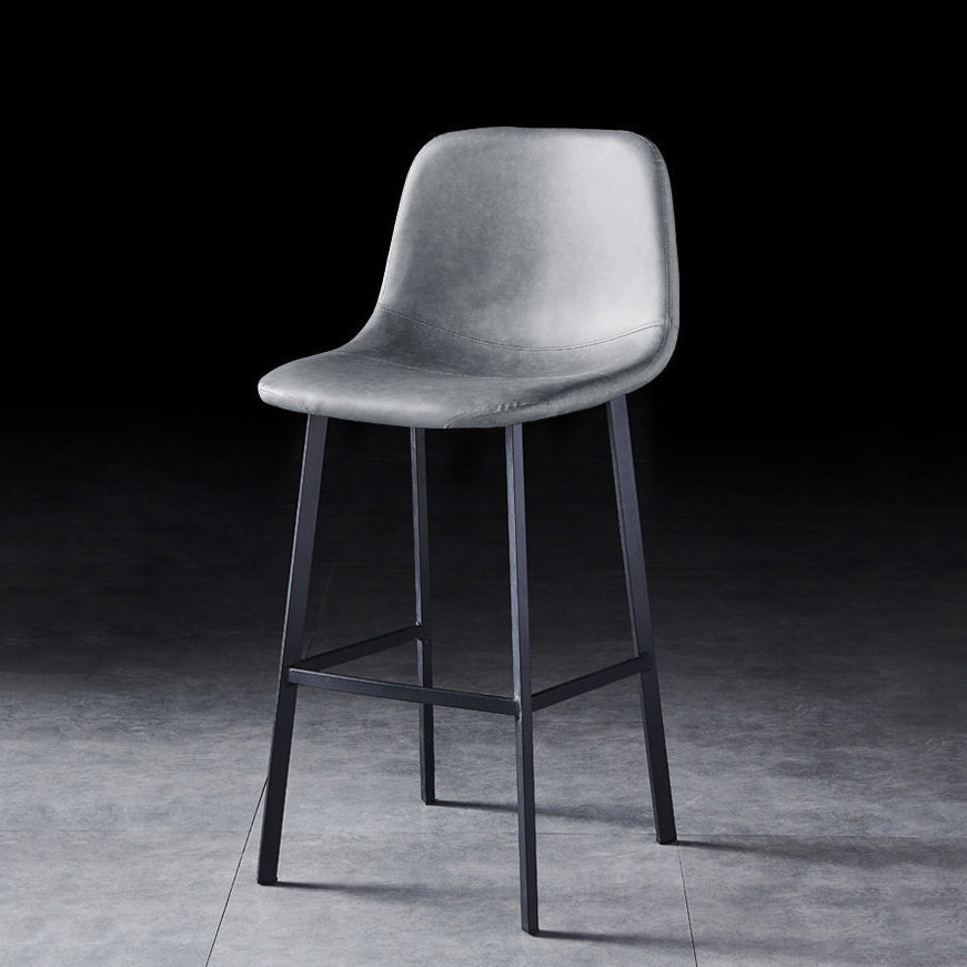 Industrial Style Low Back Bar-stool PU Leather Bar Stool with Metal Legs Grey 1 Piece Counter Stool (24"H) Clearhalo 'Bar Furniture' 'Bar Stools' 'bar_stools' 'furn' 'furn_bar_stools' 'Furniture' 'furniture_bar_stools' 'Kitchen & Dining Furniture' 4759221