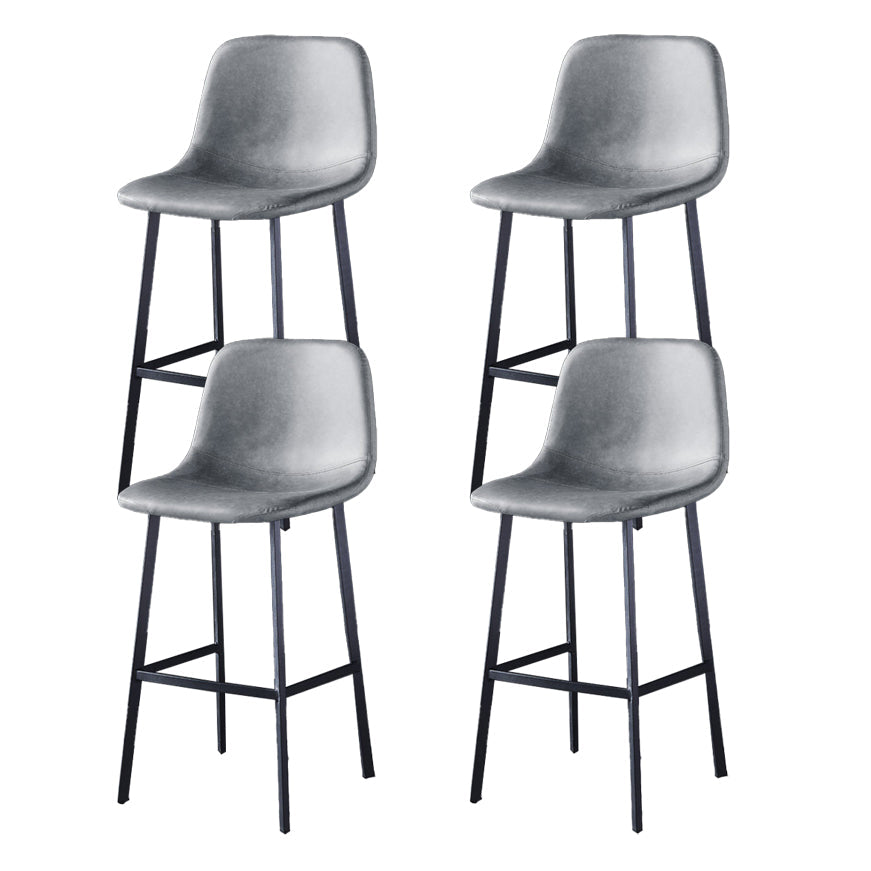 Industrial Style Low Back Bar-stool PU Leather Bar Stool with Metal Legs Grey 4 Piece Set Counter Stool (24"H) Clearhalo 'Bar Furniture' 'Bar Stools' 'bar_stools' 'furn' 'furn_bar_stools' 'Furniture' 'furniture_bar_stools' 'Kitchen & Dining Furniture' 4759225