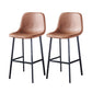 Industrial Style Low Back Bar-stool PU Leather Bar Stool with Metal Legs Brown 2 Piece Set Counter Stool (24"H) Clearhalo 'Bar Furniture' 'Bar Stools' 'bar_stools' 'furn' 'furn_bar_stools' 'Furniture' 'furniture_bar_stools' 'Kitchen & Dining Furniture' 4759234