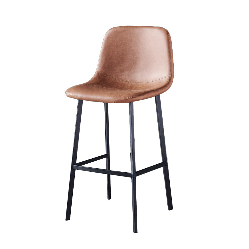 Industrial Style Low Back Bar-stool PU Leather Bar Stool with Metal Legs Clearhalo 'Bar Furniture' 'Bar Stools' 'bar_stools' 'furn' 'furn_bar_stools' 'Furniture' 'furniture_bar_stools' 'Kitchen & Dining Furniture' 4759235