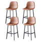 Industrial Style Low Back Bar-stool PU Leather Bar Stool with Metal Legs Brown 4 Piece Set Counter Stool (24"H) Clearhalo 'Bar Furniture' 'Bar Stools' 'bar_stools' 'furn' 'furn_bar_stools' 'Furniture' 'furniture_bar_stools' 'Kitchen & Dining Furniture' 4759236