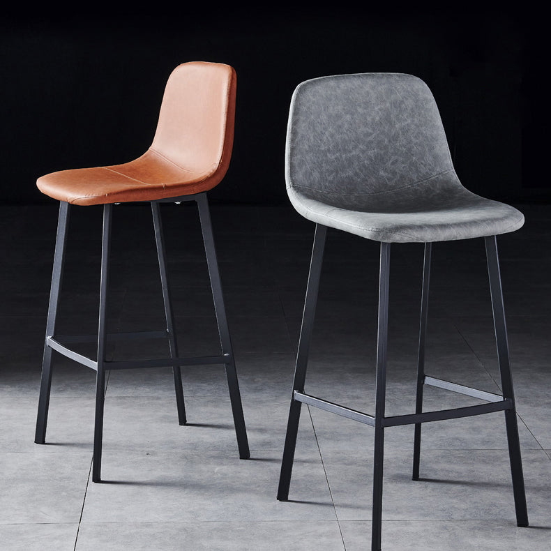 Industrial Style Low Back Bar-stool PU Leather Bar Stool with Metal Legs Clearhalo 'Bar Furniture' 'Bar Stools' 'bar_stools' 'furn' 'furn_bar_stools' 'Furniture' 'furniture_bar_stools' 'Kitchen & Dining Furniture' 4759237