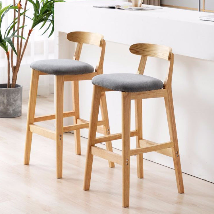 Scandinavian Rubberwood Home Stool Matte Finish Upholstered Footrest Barstool Clearhalo 'Bar Furniture' 'Bar Stools' 'bar_stools' 'furn' 'furn_bar_stools' 'Furniture' 'furniture_bar_stools' 'Kitchen & Dining Furniture' 4759266