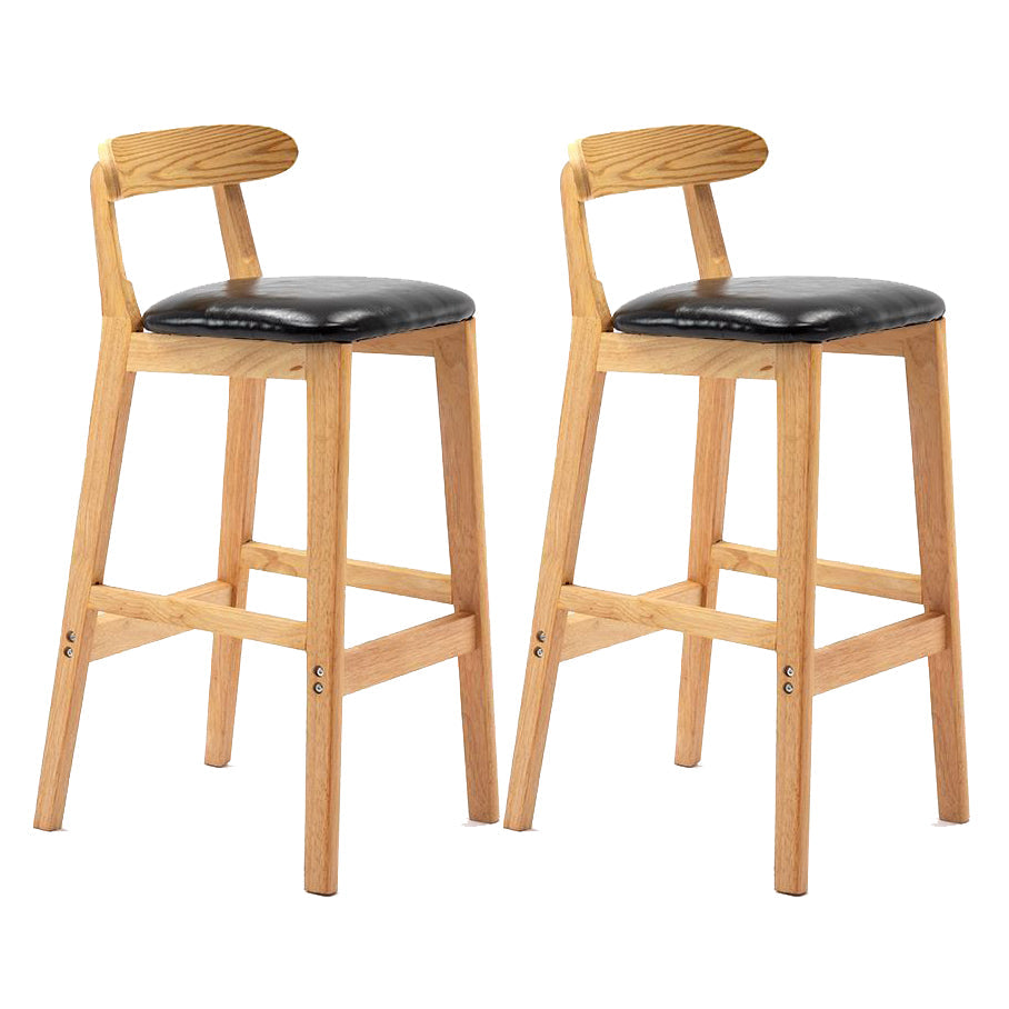 Scandinavian Rubberwood Home Stool Matte Finish Upholstered Footrest Barstool Black 2 Piece Set Clearhalo 'Bar Furniture' 'Bar Stools' 'bar_stools' 'furn' 'furn_bar_stools' 'Furniture' 'furniture_bar_stools' 'Kitchen & Dining Furniture' 4759267