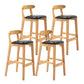Scandinavian Rubberwood Home Stool Matte Finish Upholstered Footrest Barstool Black 4 Piece Set Clearhalo 'Bar Furniture' 'Bar Stools' 'bar_stools' 'furn' 'furn_bar_stools' 'Furniture' 'furniture_bar_stools' 'Kitchen & Dining Furniture' 4759269