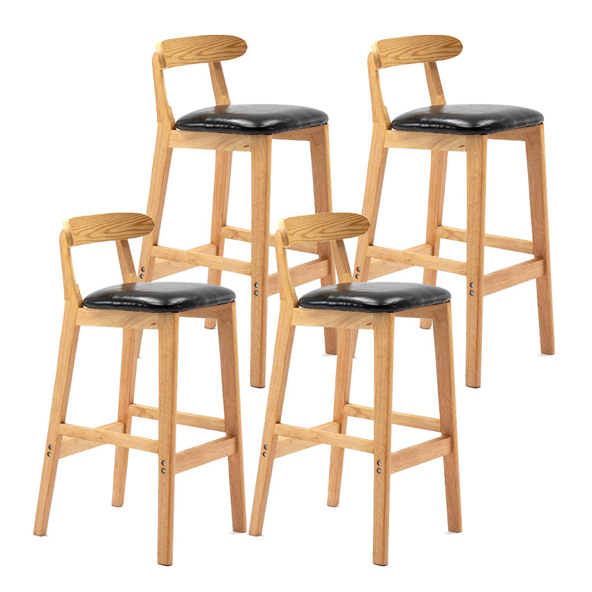 Scandinavian Rubberwood Home Stool Matte Finish Upholstered Footrest Barstool Black 4 Piece Set Clearhalo 'Bar Furniture' 'Bar Stools' 'bar_stools' 'furn' 'furn_bar_stools' 'Furniture' 'furniture_bar_stools' 'Kitchen & Dining Furniture' 4759269