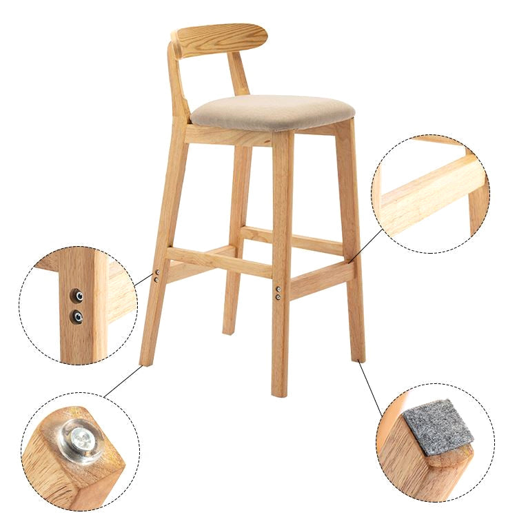 Scandinavian Rubberwood Home Stool Matte Finish Upholstered Footrest Barstool Clearhalo 'Bar Furniture' 'Bar Stools' 'bar_stools' 'furn' 'furn_bar_stools' 'Furniture' 'furniture_bar_stools' 'Kitchen & Dining Furniture' 4759274