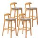 Scandinavian Rubberwood Home Stool Matte Finish Upholstered Footrest Barstool Grey 4 Piece Set Clearhalo 'Bar Furniture' 'Bar Stools' 'bar_stools' 'furn' 'furn_bar_stools' 'Furniture' 'furniture_bar_stools' 'Kitchen & Dining Furniture' 4759275