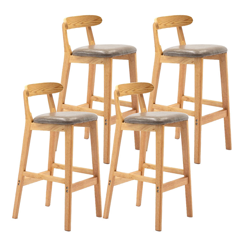 Scandinavian Rubberwood Home Stool Matte Finish Upholstered Footrest Barstool Grey 4 Piece Set Clearhalo 'Bar Furniture' 'Bar Stools' 'bar_stools' 'furn' 'furn_bar_stools' 'Furniture' 'furniture_bar_stools' 'Kitchen & Dining Furniture' 4759275