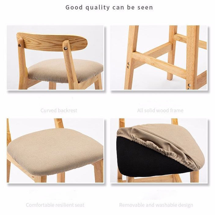 Scandinavian Rubberwood Home Stool Matte Finish Upholstered Footrest Barstool Clearhalo 'Bar Furniture' 'Bar Stools' 'bar_stools' 'furn' 'furn_bar_stools' 'Furniture' 'furniture_bar_stools' 'Kitchen & Dining Furniture' 4759277