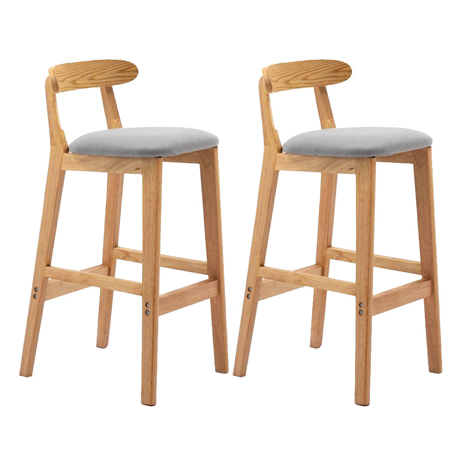 Scandinavian Rubberwood Home Stool Matte Finish Upholstered Footrest Barstool Light Gray 2 Piece Set Clearhalo 'Bar Furniture' 'Bar Stools' 'bar_stools' 'furn' 'furn_bar_stools' 'Furniture' 'furniture_bar_stools' 'Kitchen & Dining Furniture' 4759278